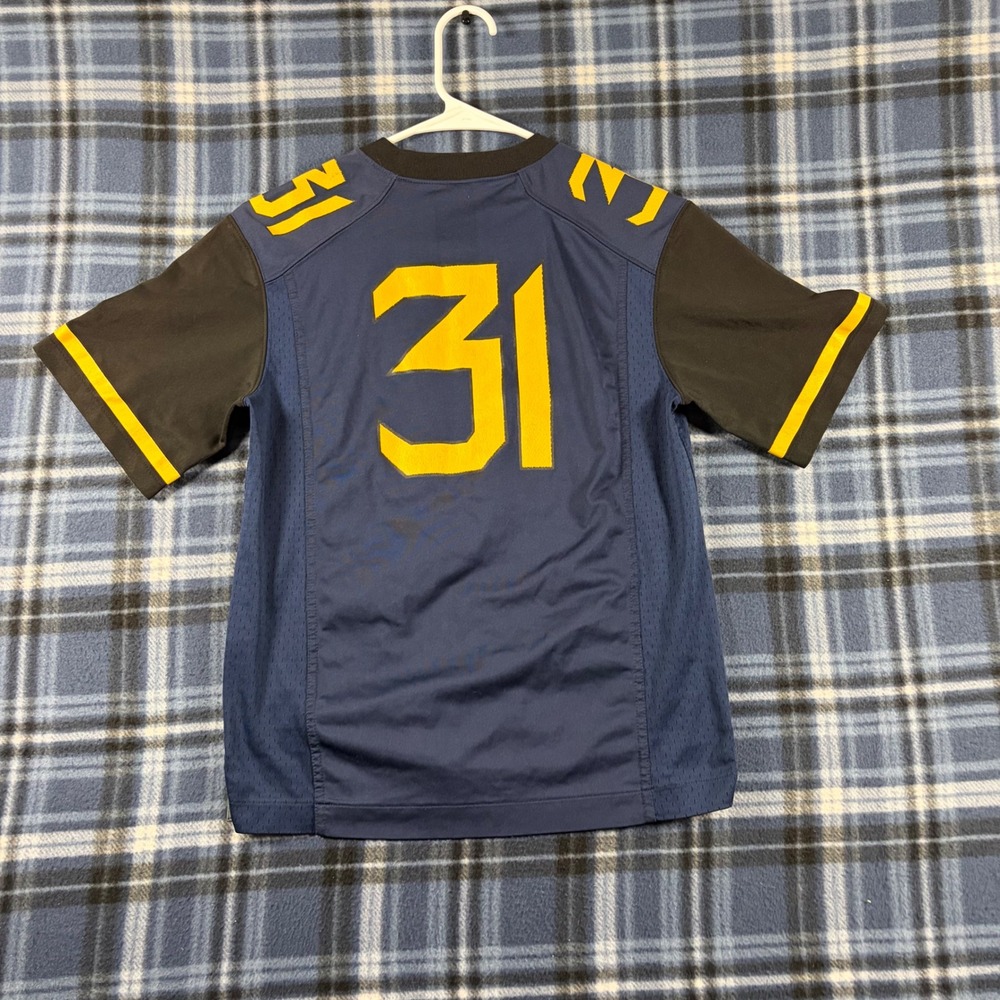 Nike West Virginia Mountaineers Youth Jersey Navy Blue Gold #31 Medium - Picture 7 of 7